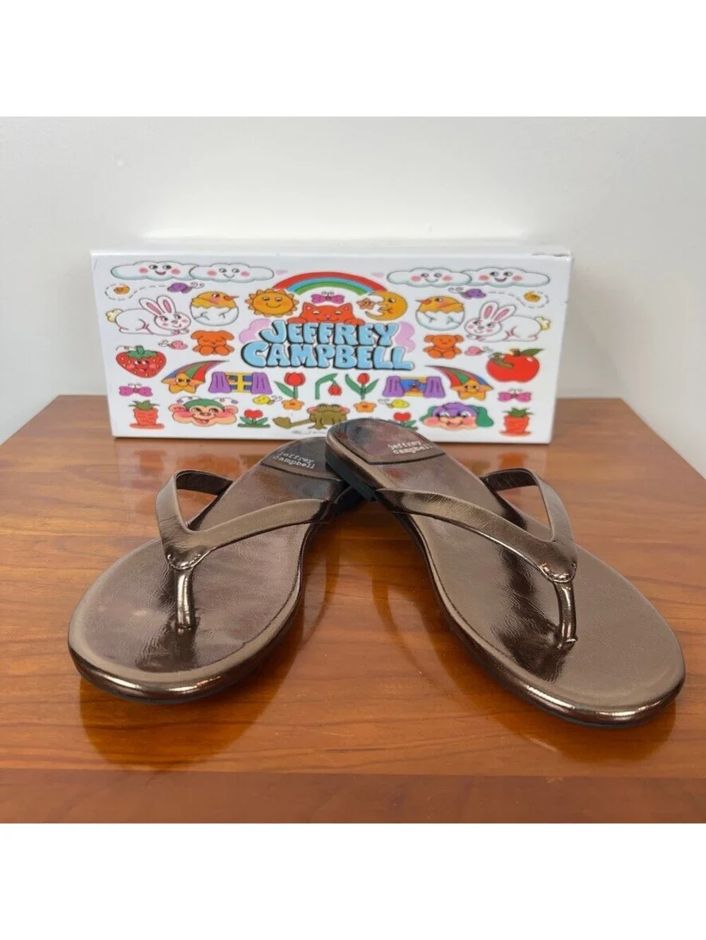 Jeffrey Campbell Kierra Free People Bronze Metallic Thong Sandals 7.5 NWT